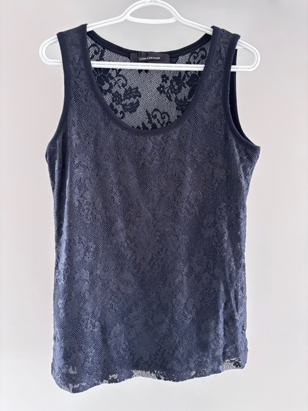 Luisa Cerano black Lace Scoop Neck Tank